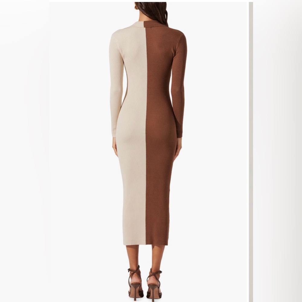 ASTR THE LABEL 
SOLD Two-Tone Brown and Cream Button-Up Dress - Picture 4 of 12